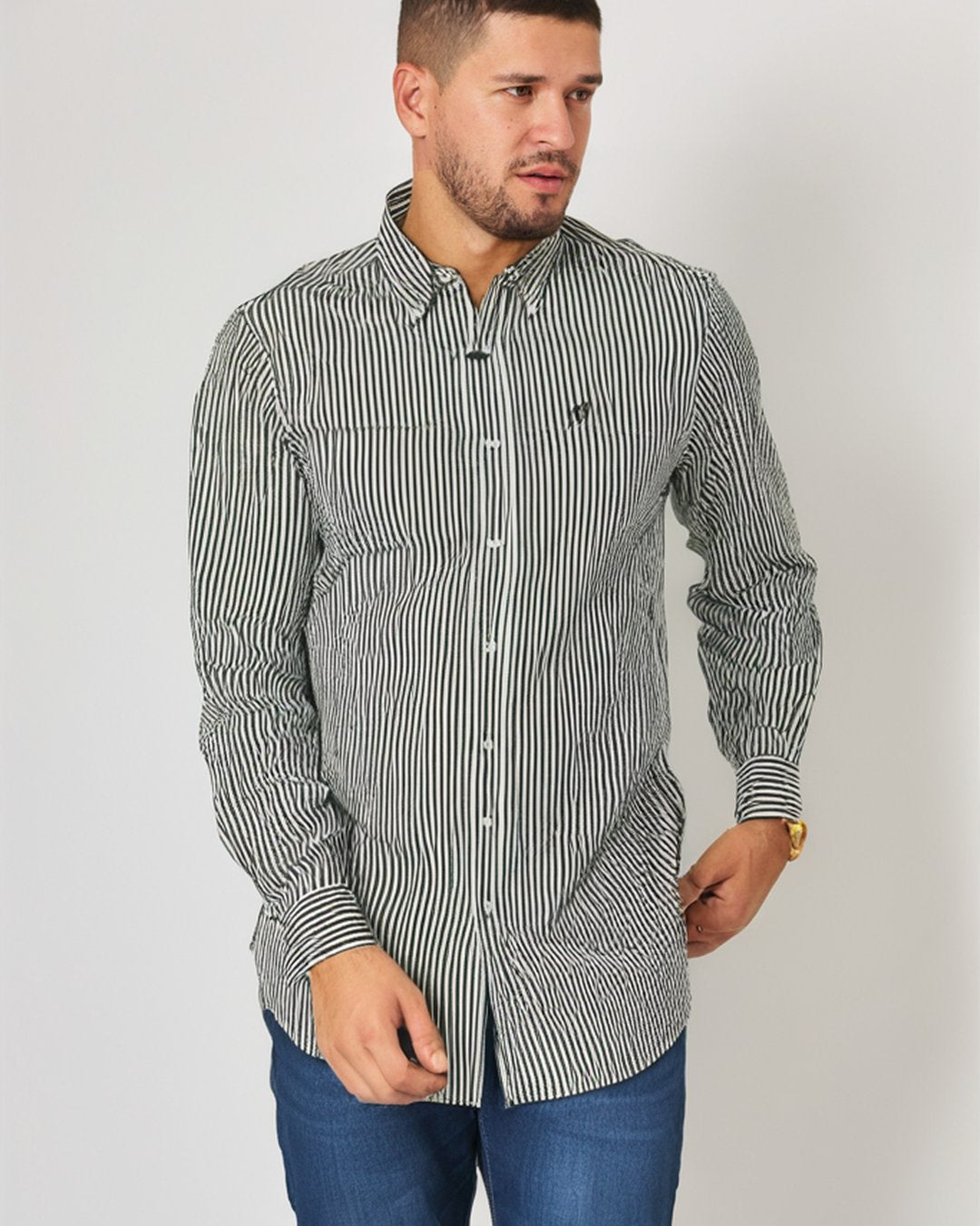CAMISA NOS BASIC BL ML RAYAS