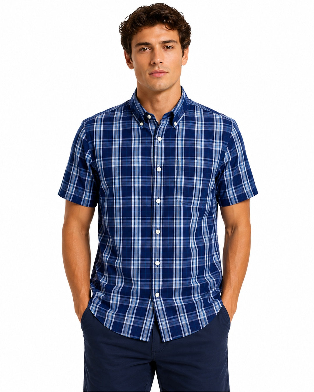 CAMISA MODA BL MC CUADROS
