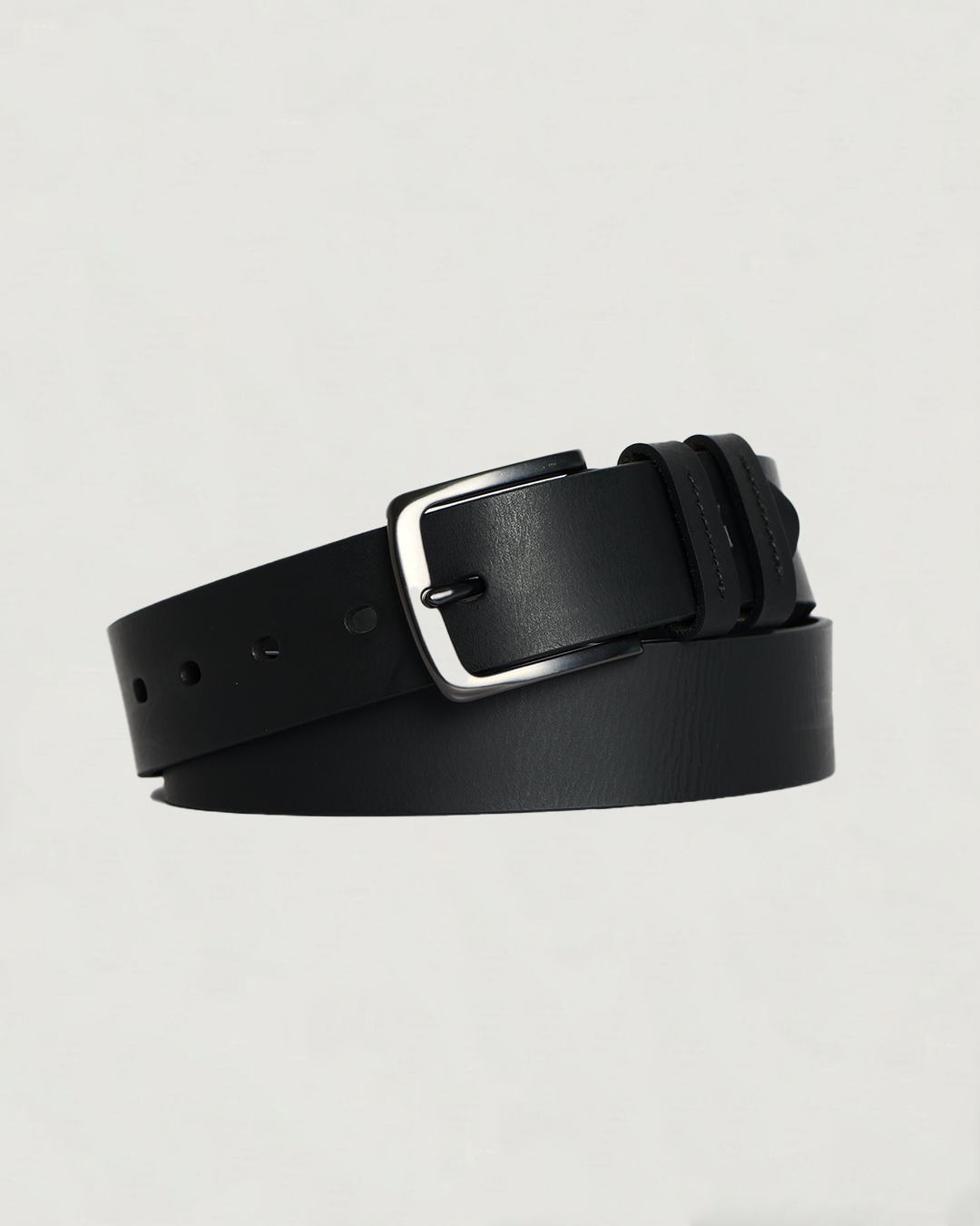 CINTURON NEGRO COLEC. BLACK LABEL CON DOS PASADORES CON COSTURA - 28