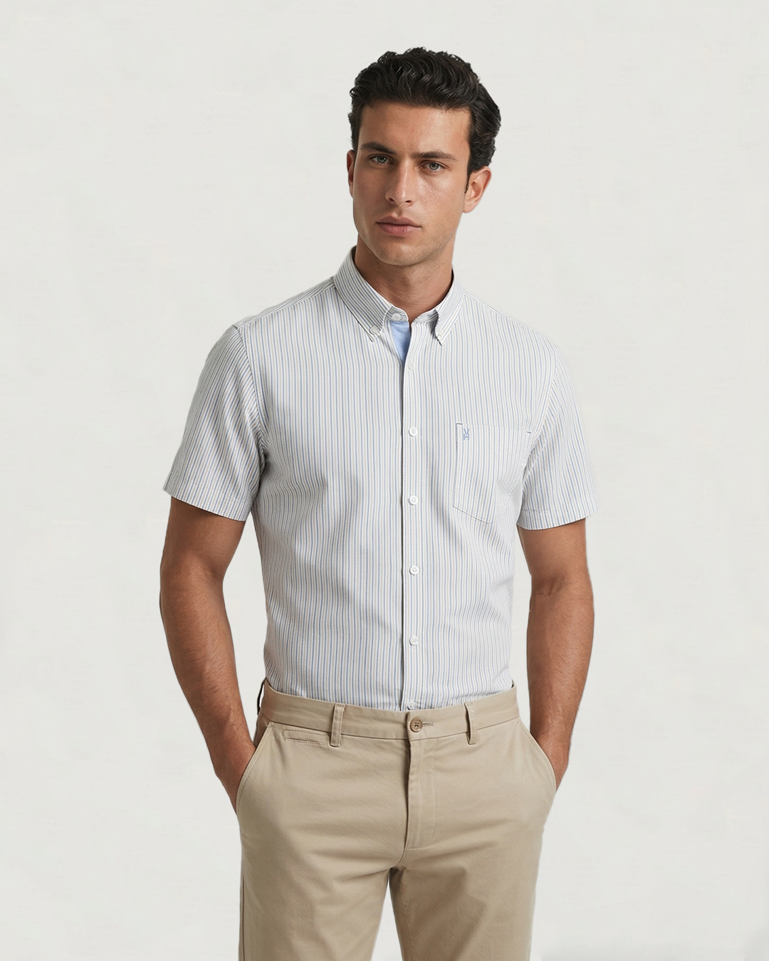 CAMISA MODA BL MC RAYAS