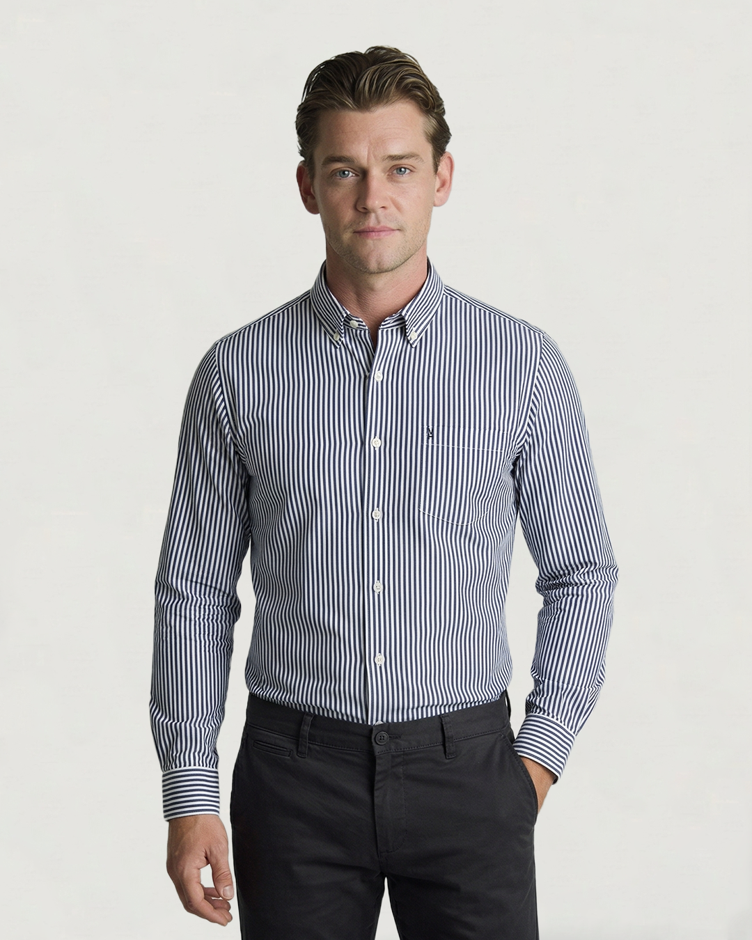 CAMISA NOS BASIC BL ML RAYAS