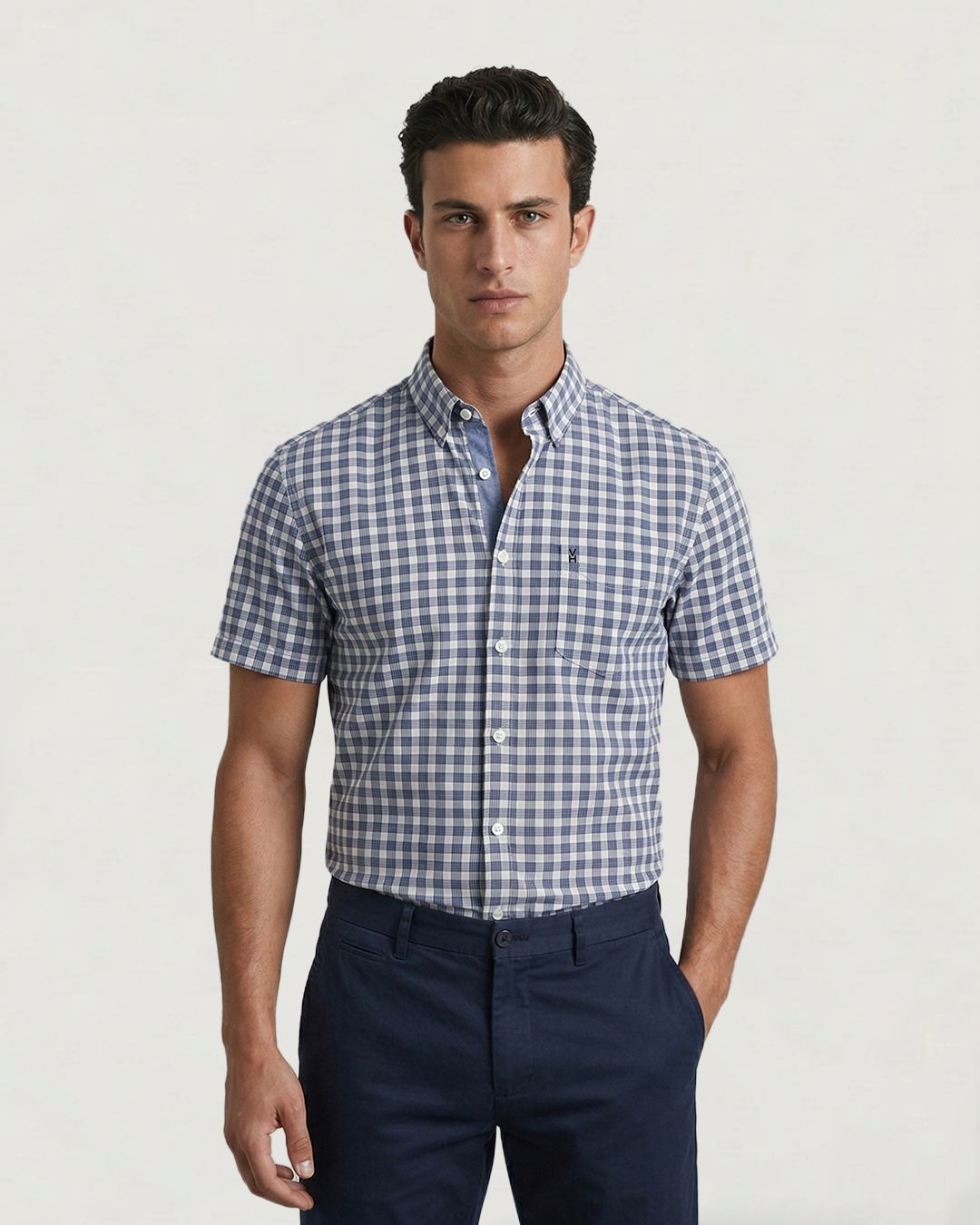 CAMISA MODA BL MC CUADROS