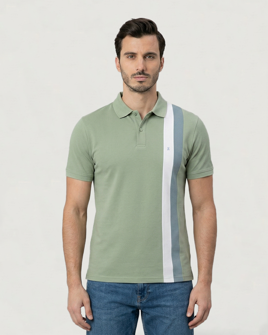 POLO PREMIUM MODA DETALLE LINEA VERTICAL DENIM