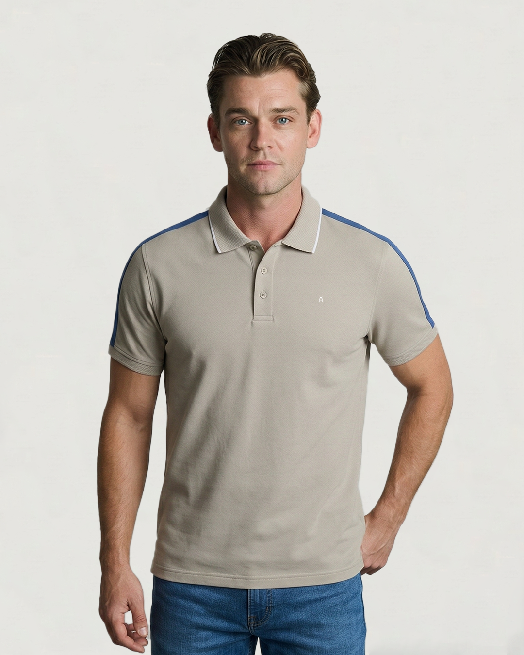 POLO MODA RAYA EN HOMBRO
