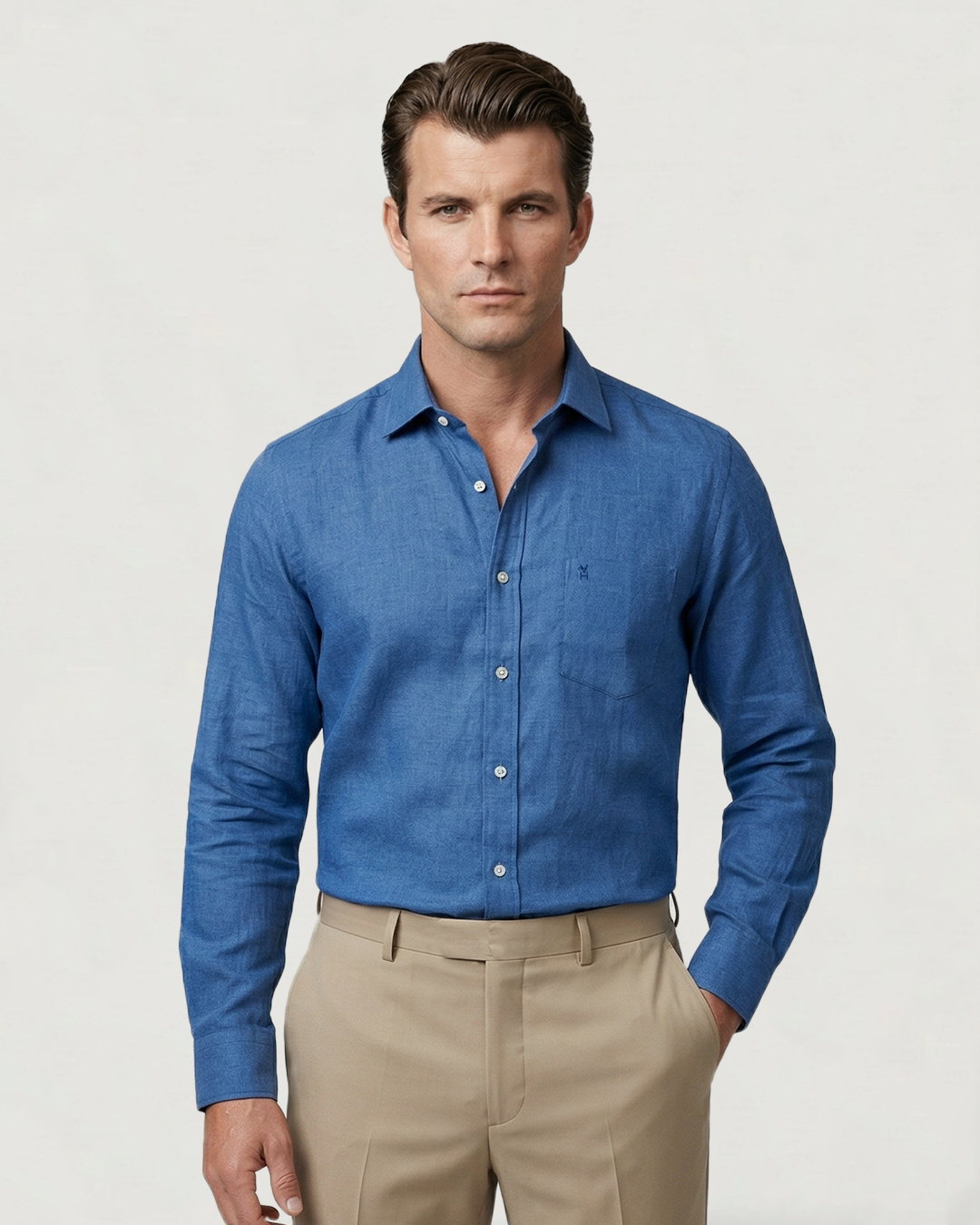 CAMISA ML PREMIUM DENIM ESTAMPADA