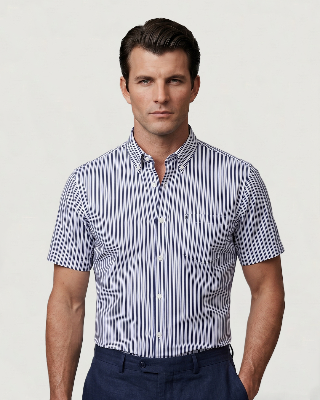 CAMISA MODA BL MC RAYAS