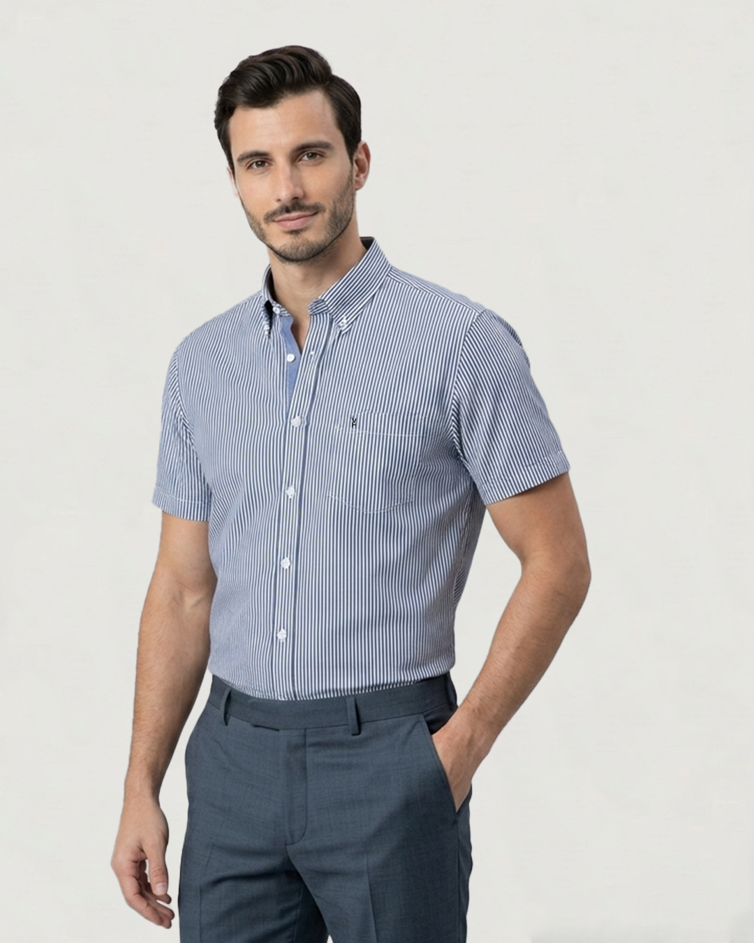 CAMISA NOS BASIC BL MC RAYAS