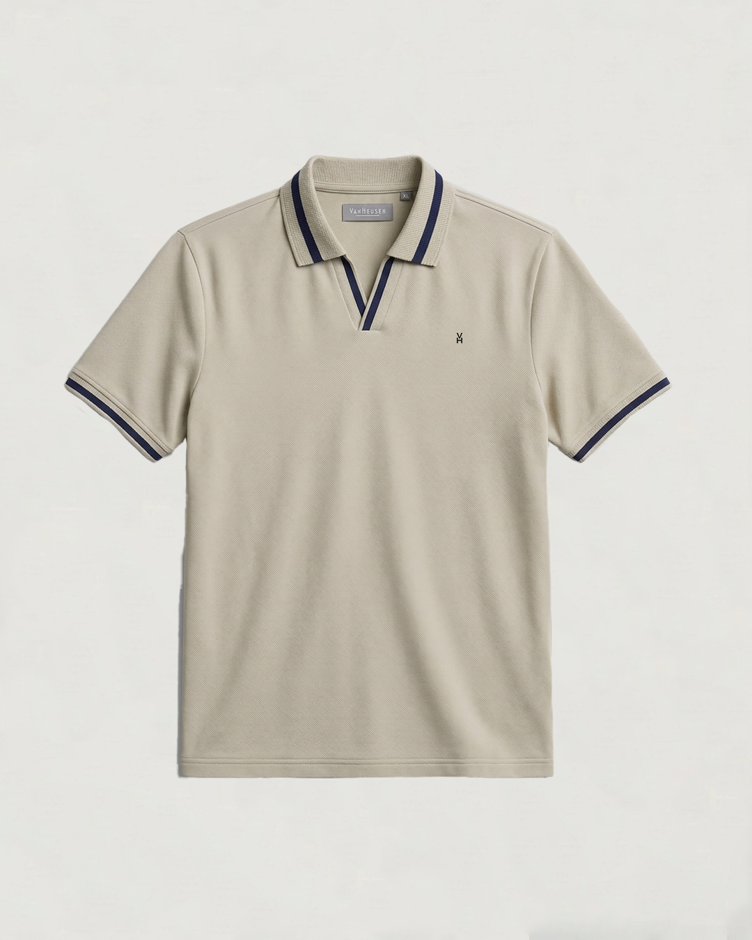 POLO PREMIUM MODA SOLIDA BLANCO CON DETALLE CUELLO Y MANGA LGE